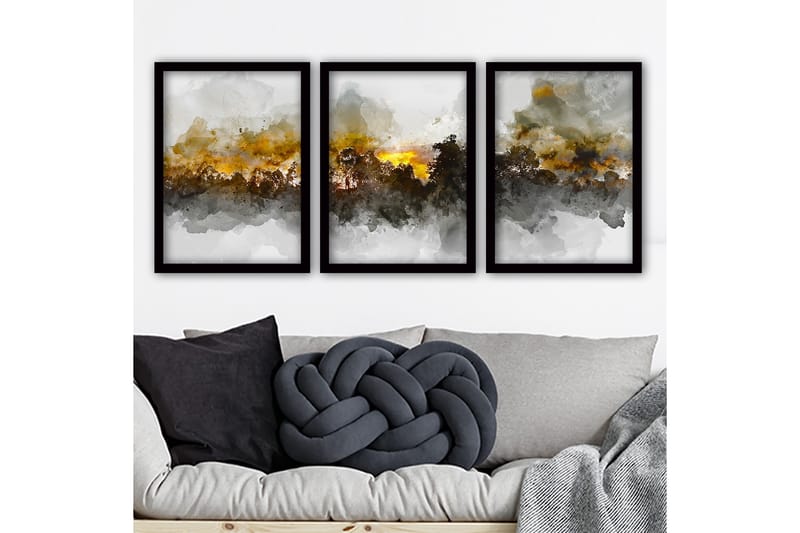 Dekorativ inramad målning 3-Delar 35x45 cm - Flerfärgad - Inredning - Tavlor & konst - Canvastavlor