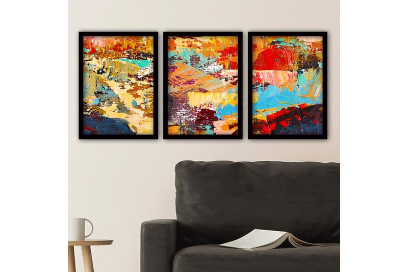 Dekorativ inramad målning 3-Delar 35x45 cm - Flerfärgad - Inredning - Tavlor & konst - Canvastavlor