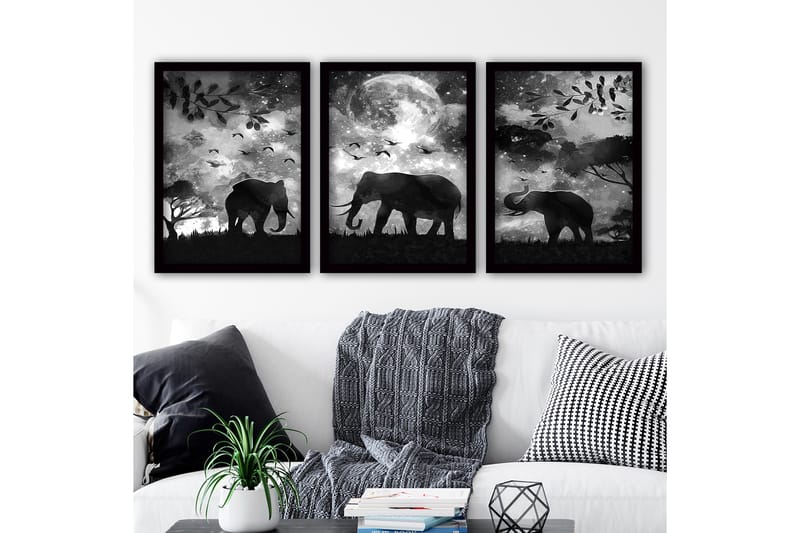 Dekorativ inramad målning 3-Delar 35x45 cm - Flerfärgad - Inredning - Tavlor & konst - Canvastavlor