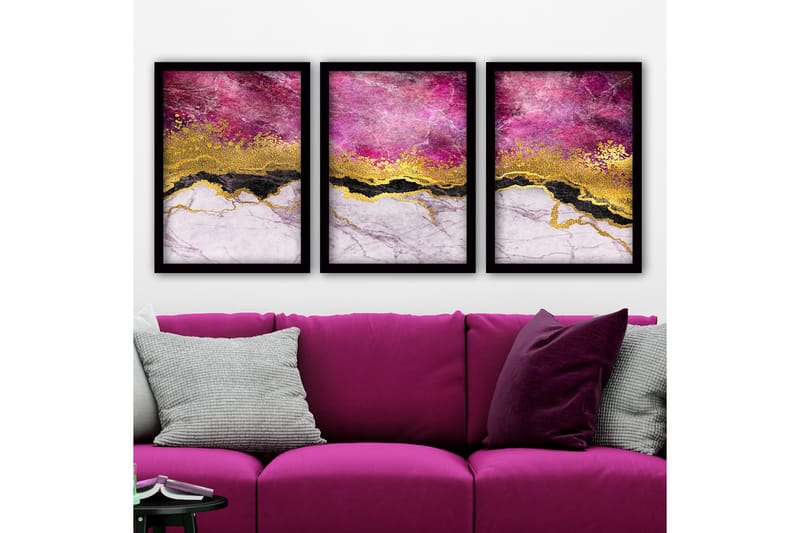 Dekorativ inramad målning 3-Delar 35x45 cm - Flerfärgad - Inredning - Tavlor & konst - Canvastavlor