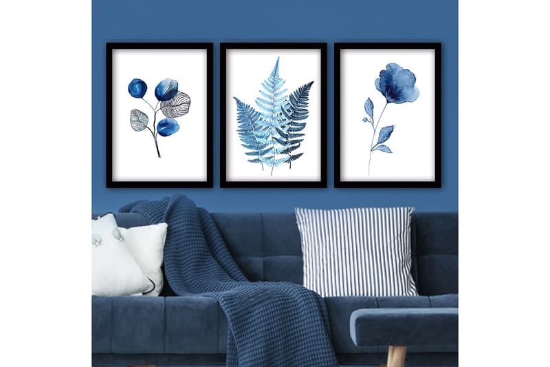 Dekorativ inramad målning 3-Delar 35x45 cm - Flerfärgad - Inredning - Tavlor & konst - Canvastavlor