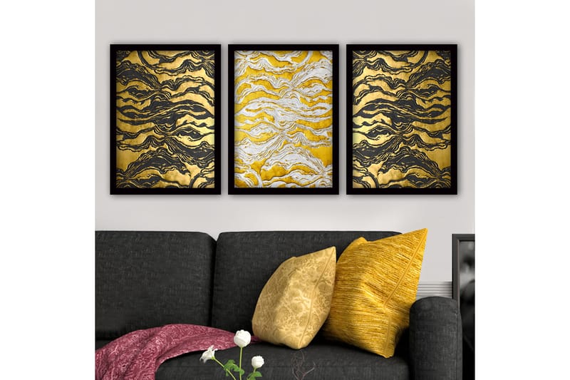 Dekorativ inramad målning 3-Delar 35x45 cm - Flerfärgad - Inredning - Tavlor & konst - Canvastavlor