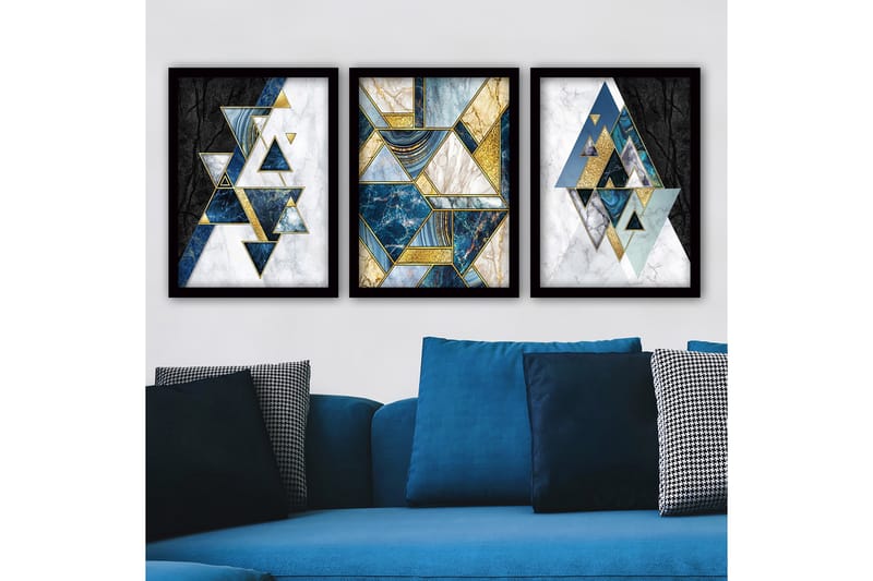 Dekorativ inramad målning 3-Delar 35x45 cm - Flerfärgad - Inredning - Tavlor & konst - Canvastavlor