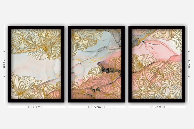 Dekorativ inramad målning 3-Delar 35x45 cm - Flerfärgad - Inredning - Tavlor & konst - Canvastavlor