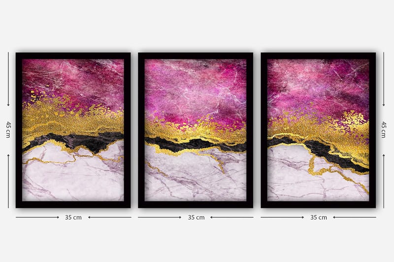 Dekorativ inramad målning 3-Delar 35x45 cm - Flerfärgad - Inredning - Tavlor & konst - Canvastavlor