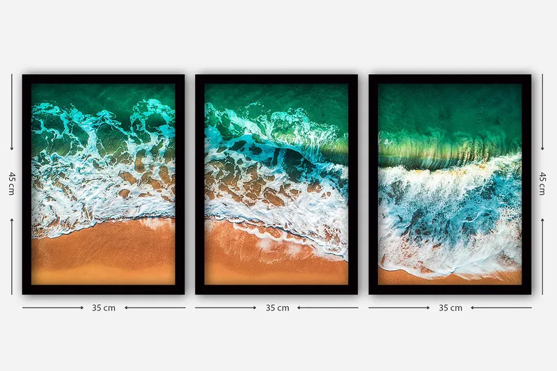 Dekorativ inramad målning 3-Delar 35x45 cm - Flerfärgad - Inredning - Tavlor & konst - Canvastavlor