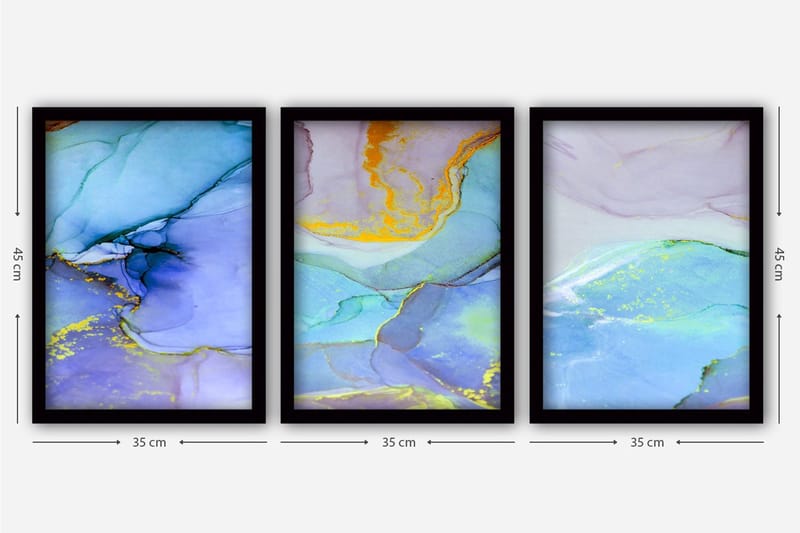 Dekorativ inramad målning 3-Delar 35x45 cm - Flerfärgad - Inredning - Tavlor & konst - Canvastavlor
