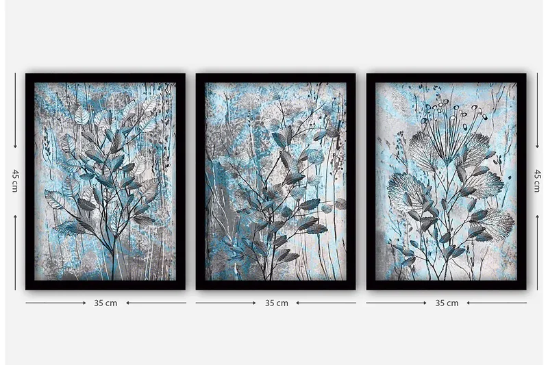 Dekorativ inramad målning 3-Delar 35x45 cm - Flerfärgad - Inredning - Tavlor & konst - Canvastavlor