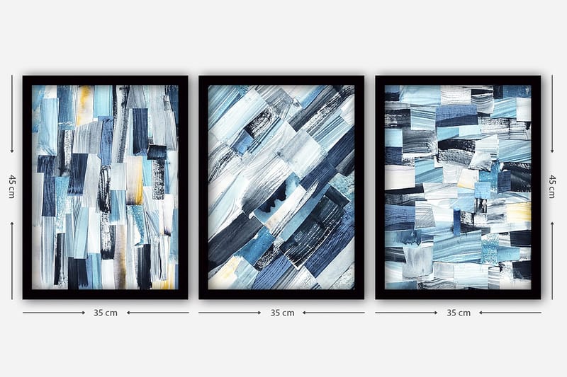 Dekorativ inramad målning 3-Delar 35x45 cm - Flerfärgad - Inredning - Tavlor & konst - Canvastavlor
