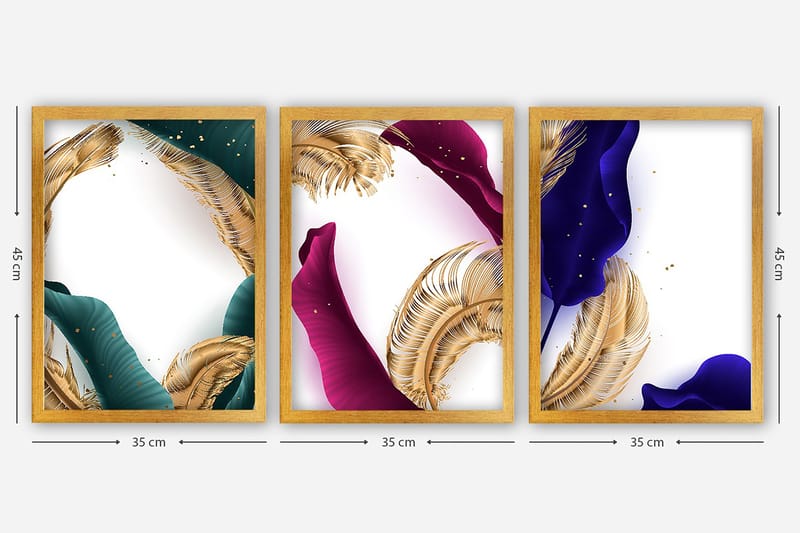 Dekorativ inramad målning 3-Delar 35x45 cm - Flerfärgad - Inredning - Tavlor & konst - Canvastavlor