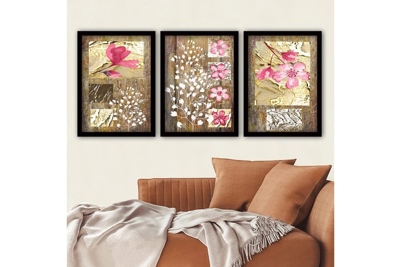 Dekorativ inramad målning 3-Delar 35x45 cm, Flerfärgad