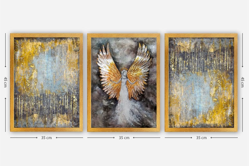 Dekorativ inramad målning 3-Delar 35x45 cm - Flerfärgad - Inredning - Tavlor & konst - Canvastavlor