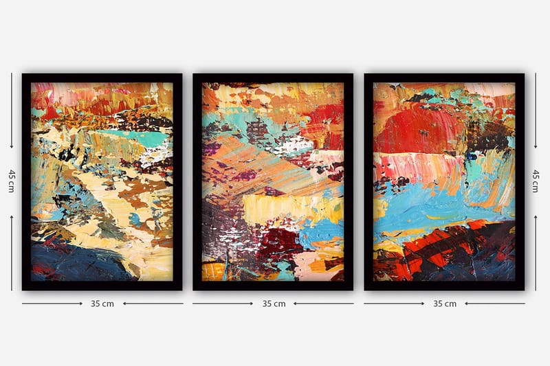 Dekorativ inramad målning 3-Delar 35x45 cm - Flerfärgad - Inredning - Tavlor & konst - Canvastavlor
