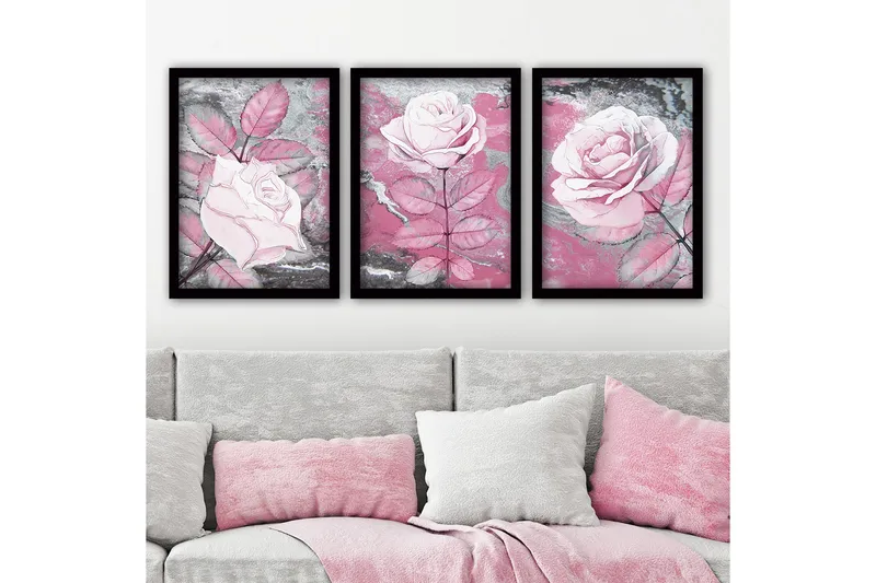 Dekorativ inramad målning 3-Delar 35x45 cm, Flerfärgad