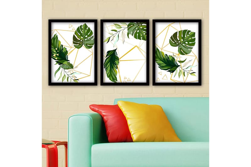 Dekorativ inramad målning 3-Delar 35x45 cm, Flerfärgad