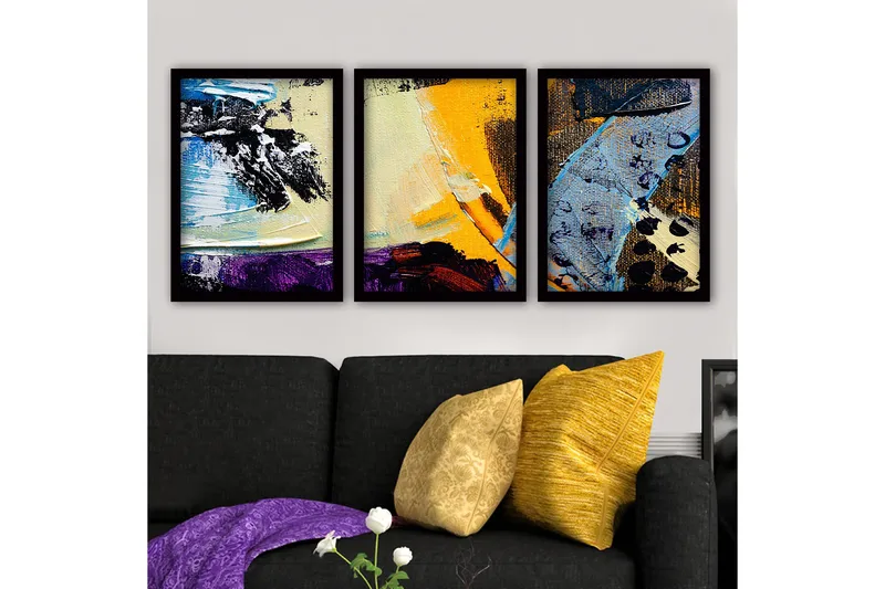 Dekorativ inramad målning 3-Delar 35x45 cm, Flerfärgad