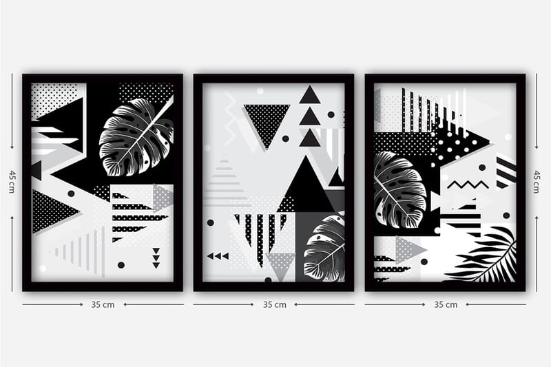 Dekorativ inramad målning 3-Delar 35x45 cm - Flerfärgad - Inredning - Tavlor & konst - Canvastavlor