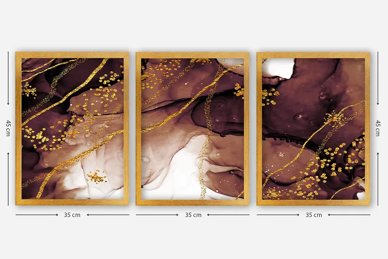 Dekorativ inramad målning 3-Delar 35x45 cm - Flerfärgad - Inredning - Tavlor & konst - Canvastavlor