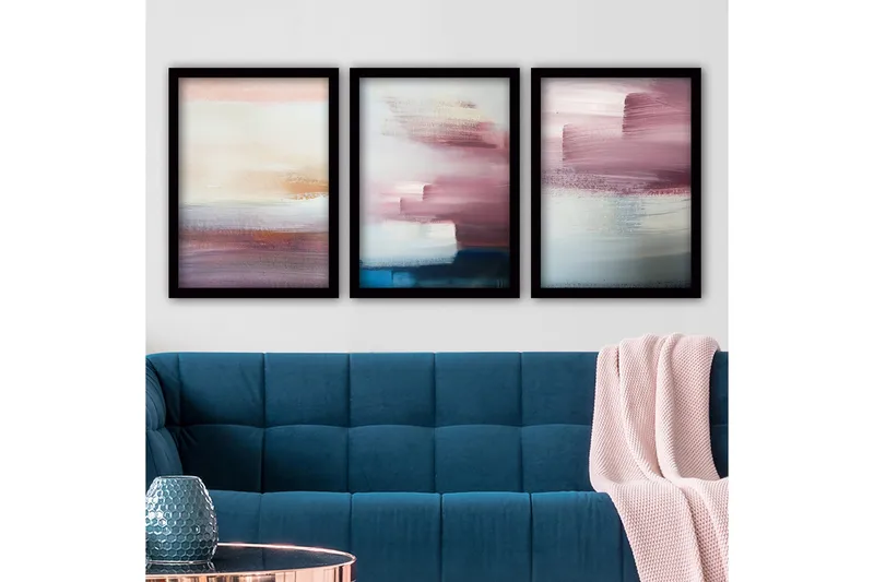 Dekorativ inramad målning 3-Delar 35x45 cm, Flerfärgad