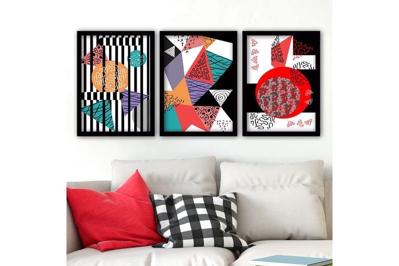 Dekorativ inramad målning 3-Delar 35x45 cm, Flerfärgad