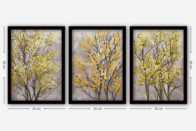 Dekorativ inramad målning 3-Delar 35x45 cm - Flerfärgad - Inredning - Tavlor & konst - Canvastavlor