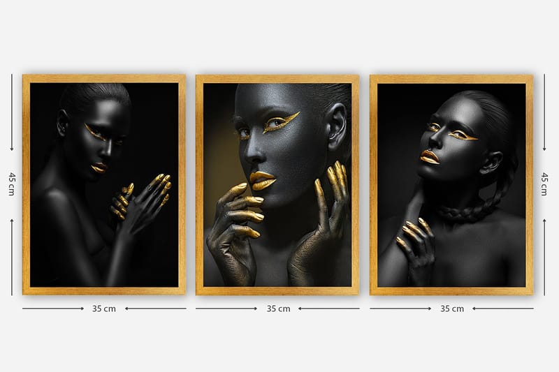 Dekorativ inramad målning 3-Delar 35x45 cm - Flerfärgad - Inredning - Tavlor & konst - Canvastavlor