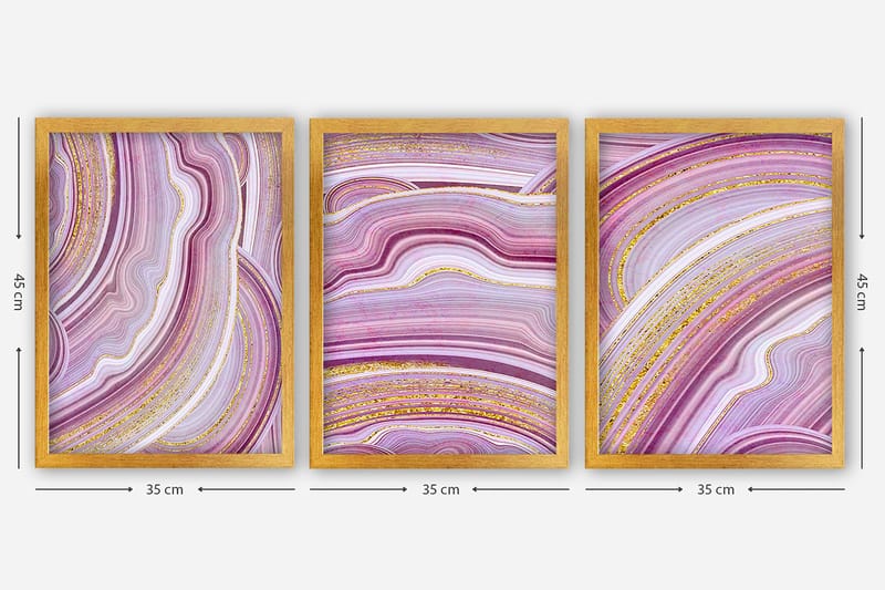 Dekorativ inramad målning 3-Delar 35x45 cm - Flerfärgad - Inredning - Tavlor & konst - Canvastavlor