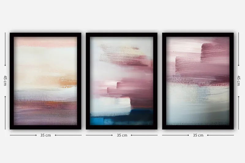 Dekorativ inramad målning 3-Delar 35x45 cm - Flerfärgad - Inredning - Tavlor & konst - Canvastavlor