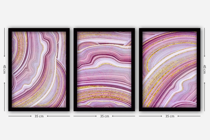 Dekorativ inramad målning 3-Delar 35x45 cm - Flerfärgad - Inredning - Tavlor & konst - Canvastavlor