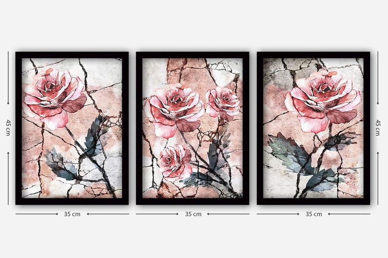 Dekorativ inramad målning 3-Delar 35x45 cm - Flerfärgad - Inredning - Tavlor & konst - Canvastavlor