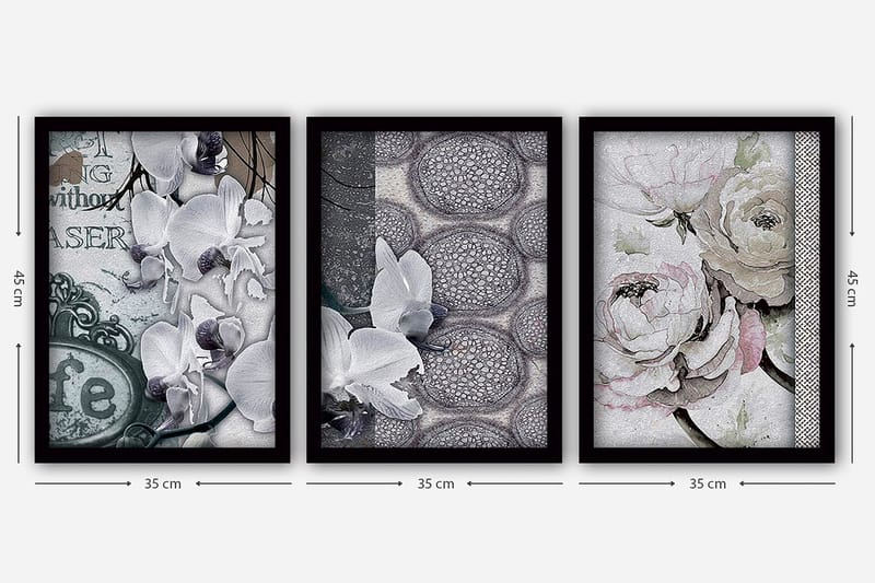 Dekorativ inramad målning 3-Delar 35x45 cm - Flerfärgad - Inredning - Tavlor & konst - Canvastavlor