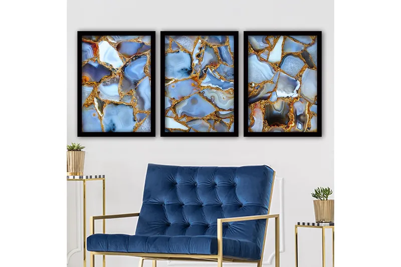 Dekorativ inramad målning 3-Delar 35x45 cm, Flerfärgad