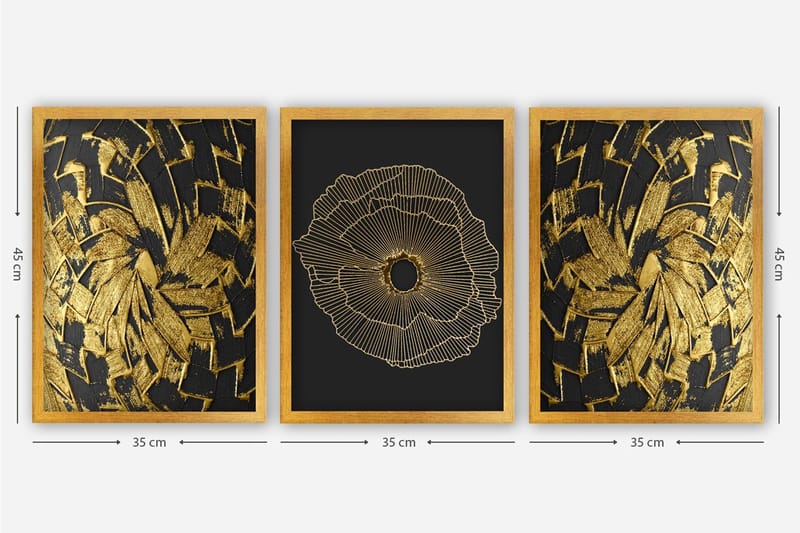 Dekorativ inramad målning 3-Delar 35x45 cm - Flerfärgad - Inredning - Tavlor & konst - Canvastavlor