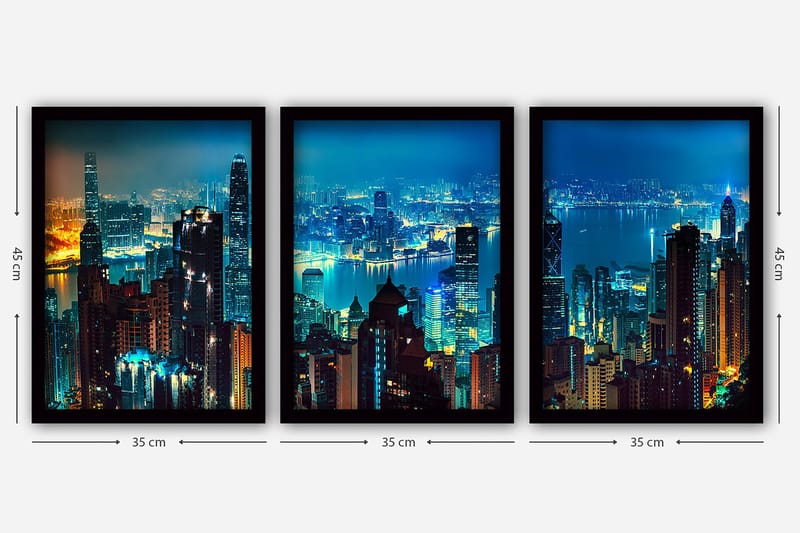 Dekorativ inramad målning 3-Delar 35x45 cm - Flerfärgad - Inredning - Tavlor & konst - Canvastavlor