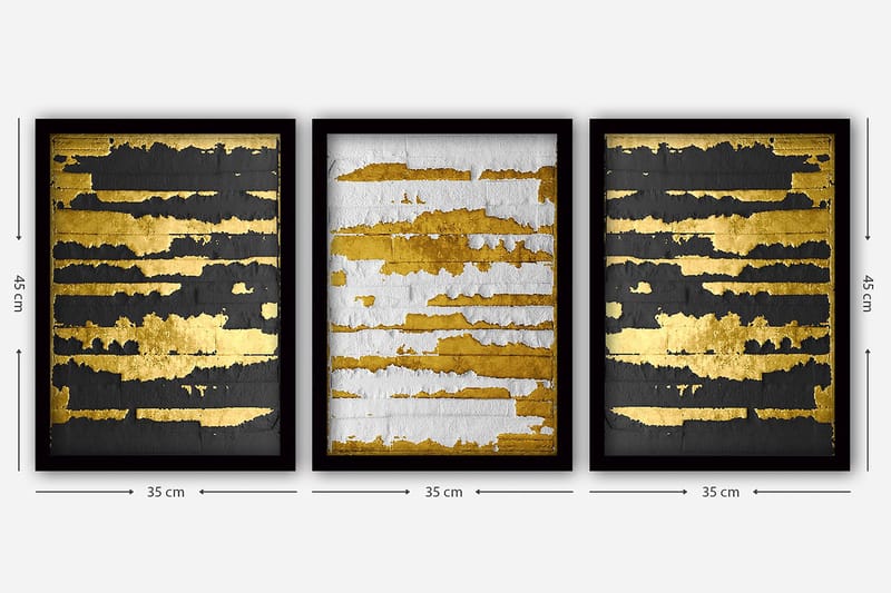 Dekorativ inramad målning 3-Delar 35x45 cm - Flerfärgad - Inredning - Tavlor & konst - Canvastavlor