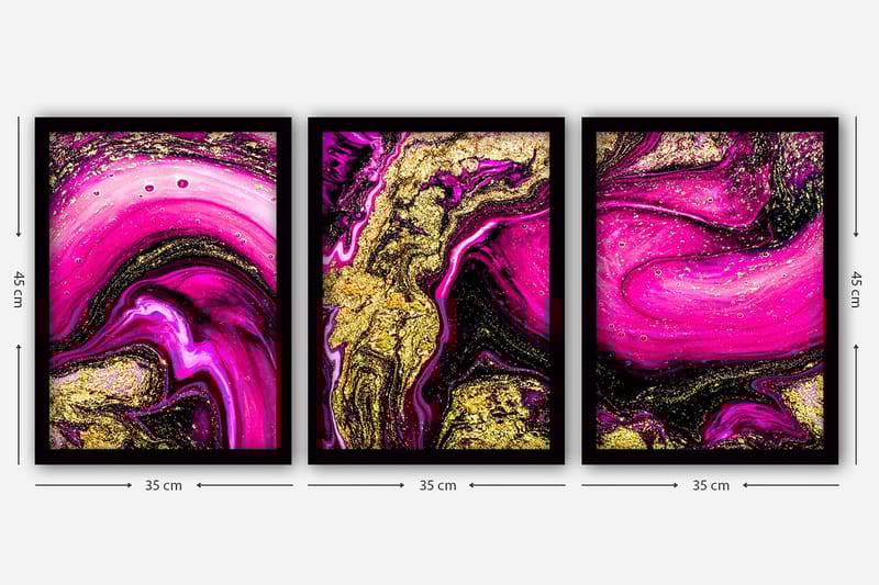 Dekorativ inramad målning 3-Delar 35x45 cm - Flerfärgad - Inredning - Tavlor & konst - Canvastavlor