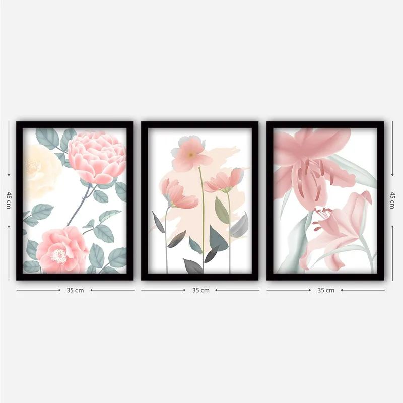 Dekorativ inramad målning 3-Delar 35x45 cm - Flerfärgad - Inredning - Tavlor & konst - Canvastavlor