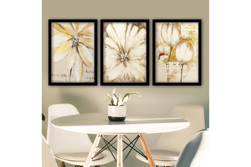 Dekorativ inramad målning 3-Delar 35x45 cm, Flerfärgad