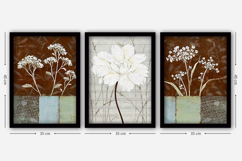 Dekorativ inramad målning 3-Delar 35x45 cm - Flerfärgad - Inredning - Tavlor & konst - Canvastavlor