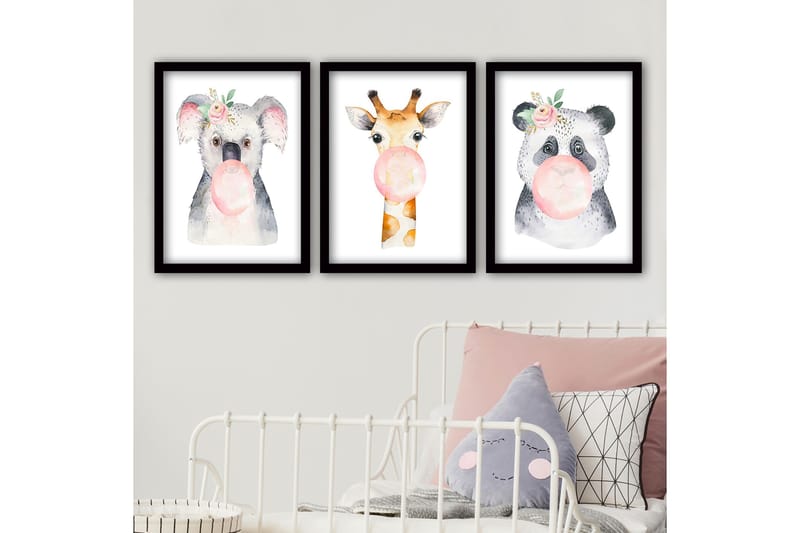 Dekorativ inramad målning 3-Delar 35x45 cm, Flerfärgad