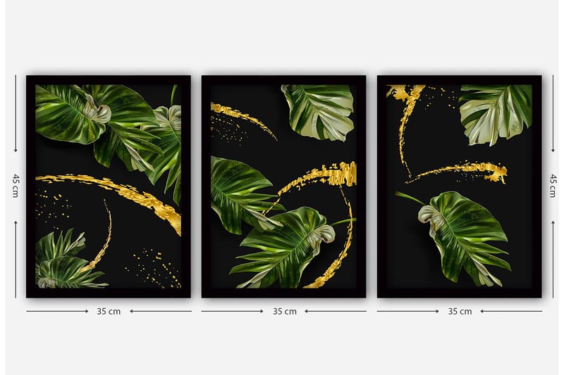 Dekorativ inramad målning 3-Delar 35x45 cm - Flerfärgad - Inredning - Tavlor & konst - Canvastavlor