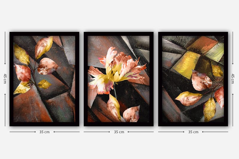 Dekorativ inramad målning 3-Delar 35x45 cm - Flerfärgad - Inredning - Tavlor & konst - Canvastavlor