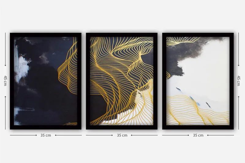 Dekorativ inramad målning 3-Delar 35x45 cm - Flerfärgad - Inredning - Tavlor & konst - Canvastavlor