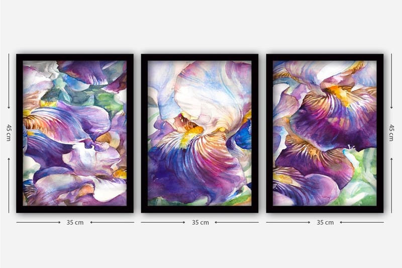 Dekorativ inramad målning 3-Delar 35x45 cm - Flerfärgad - Inredning - Tavlor & konst - Canvastavlor