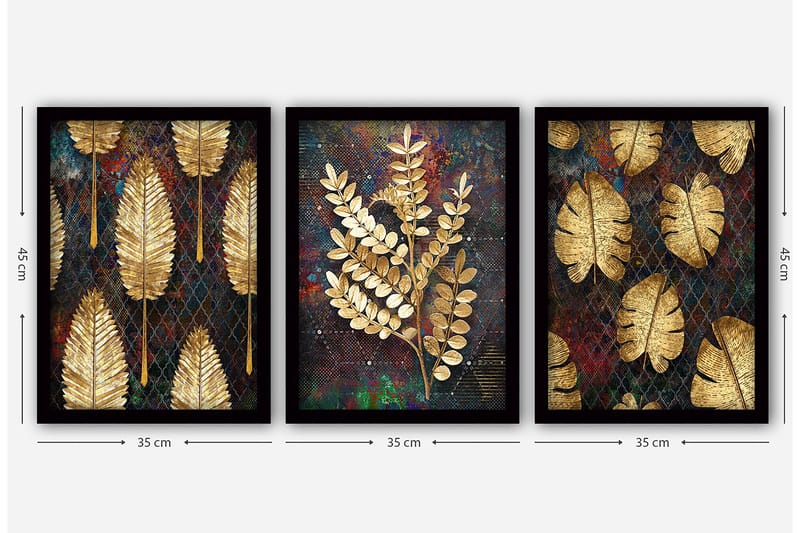 Dekorativ inramad målning 3-Delar 35x45 cm - Flerfärgad - Inredning - Tavlor & konst - Canvastavlor