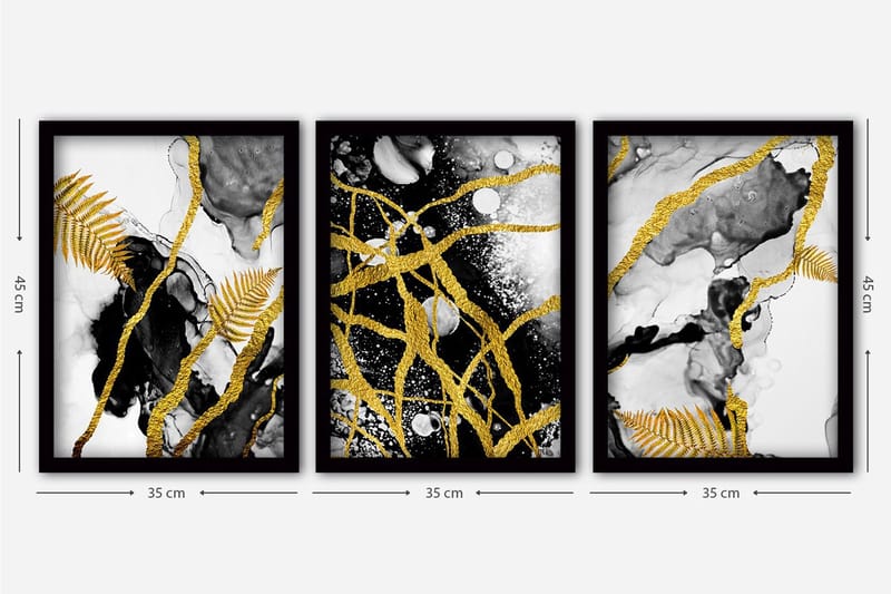 Dekorativ inramad målning 3-Delar 35x45 cm - Flerfärgad - Inredning - Tavlor & konst - Canvastavlor