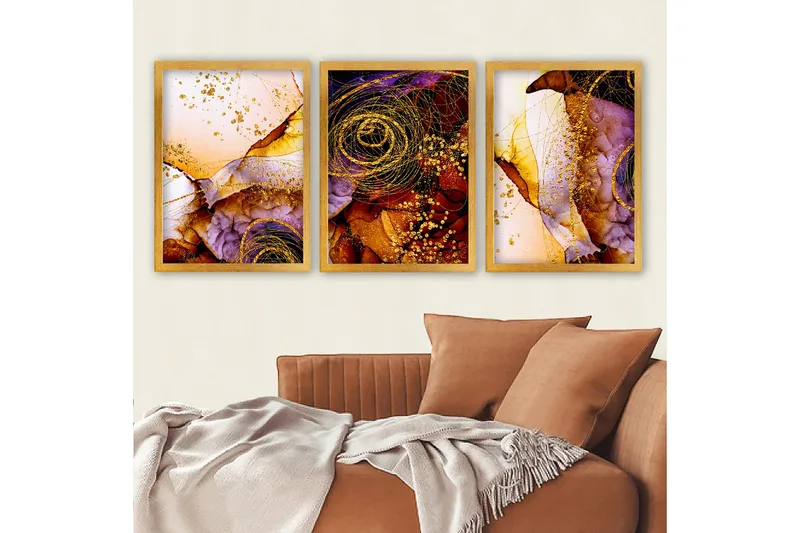 Dekorativ inramad målning 3-Delar 35x45 cm, Flerfärgad