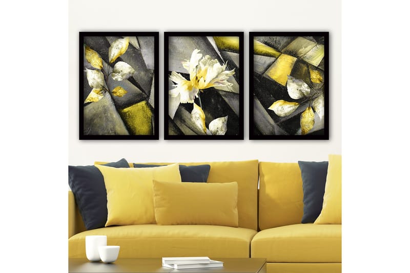 Dekorativ inramad målning 3-Delar 35x45 cm, Flerfärgad