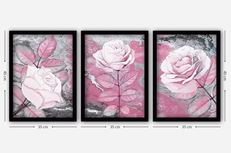 Dekorativ inramad målning 3-Delar 35x45 cm - Flerfärgad - Inredning - Tavlor & konst - Canvastavlor