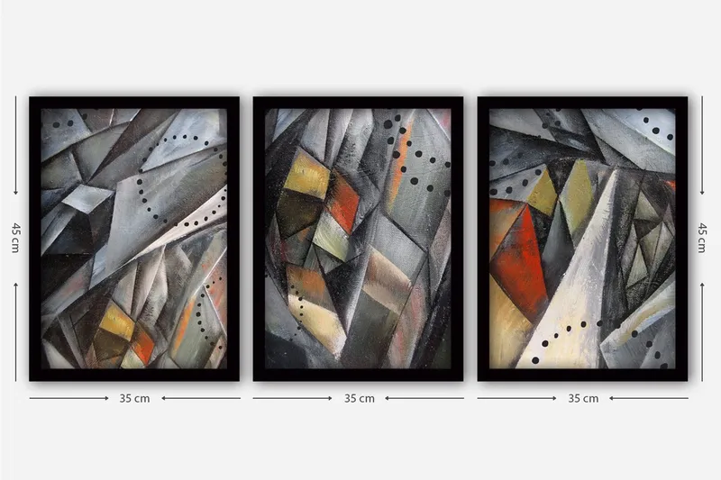 Dekorativ inramad målning 3-Delar 35x45 cm - Flerfärgad - Inredning - Tavlor & konst - Canvastavlor